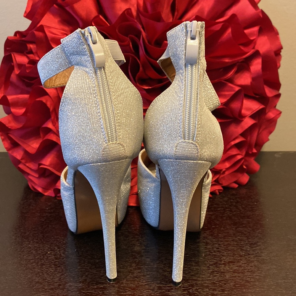 Silver Glittery Dress Ankle Shoes - Picture 4 of 5